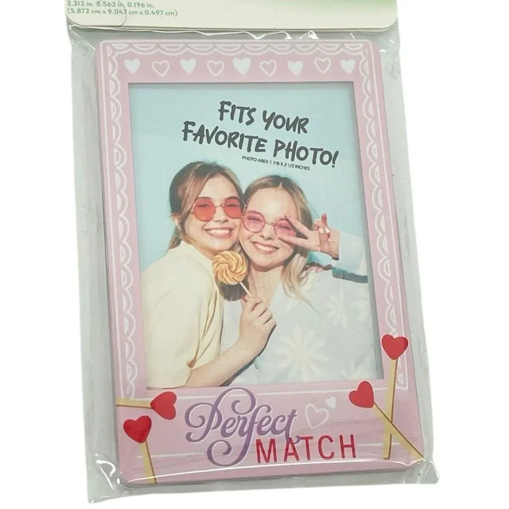 Perfect Match Magnetic Photo Frame Pink Heart Fridge Magnet 1.75x2.5 Photo